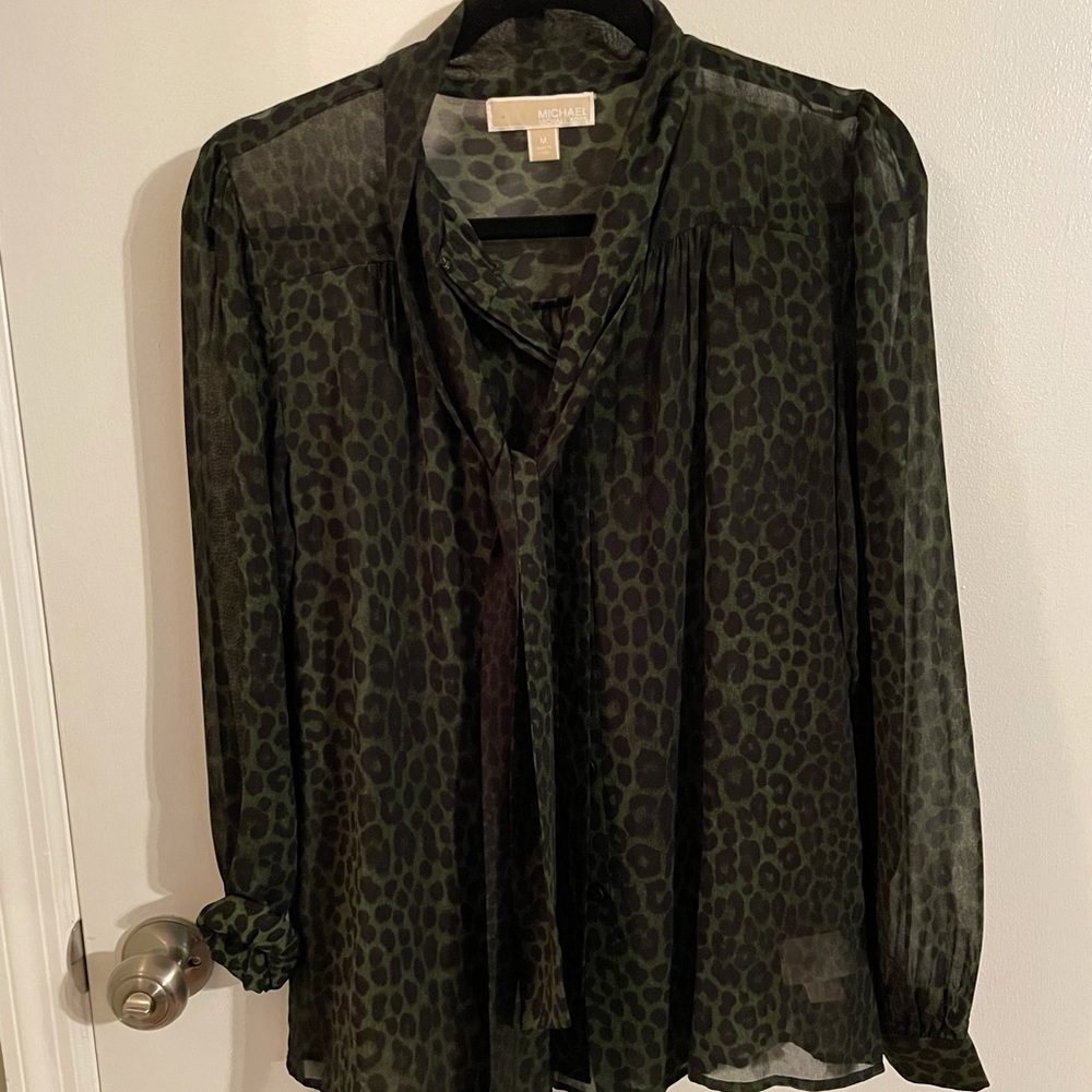 Michael Kors sheer leopard print blouse